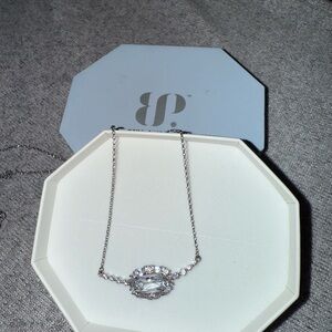 Dazzling Silver Necklace with Crystal Accent